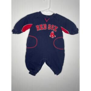 Boston Red Socks Baby Fleece One Piece Suit Navy Blue Majestic 6/9 months Snaps